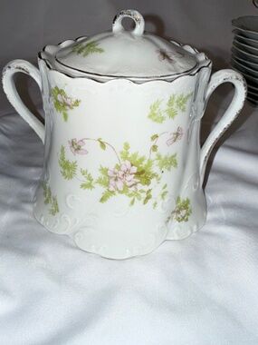 Winterling Bavaria Pink Floral Covered Sugar Bowl Vintage German Porcelain